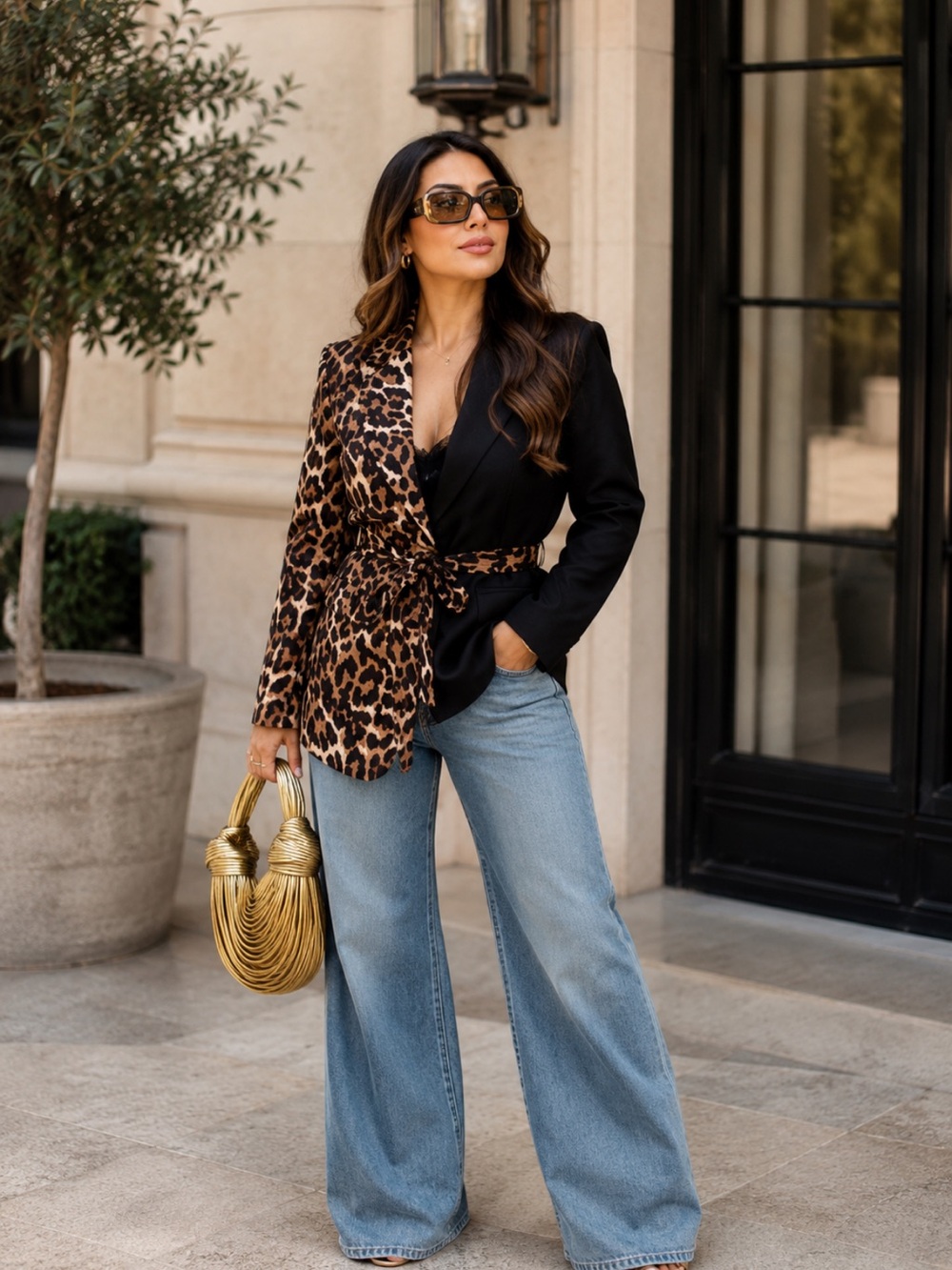 Leopard Print and Black Blazer - Picture 2 of 4